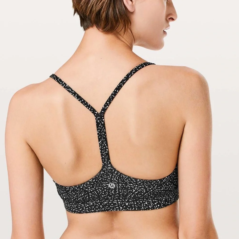 Lululemon Flow Y Bra in the Night View White Black pattern